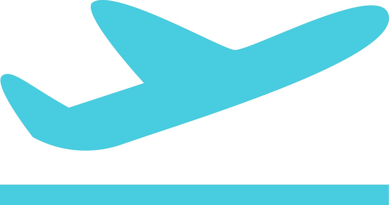 Abstracte tekening van een opstijgend vliegtuig in helder lichtblauwe kleur | Vamos.immo